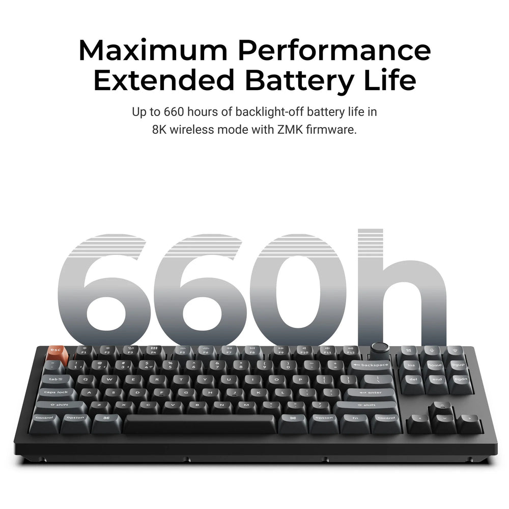 Keychron v3 ultra 8k wireless custom mechanical keyboard (zwart, us lay-out (qwerty), silk pom red, 80% (tkl), rgb, hot swap, 2.4 ghz | bluetooth 5.3 | usb-c)