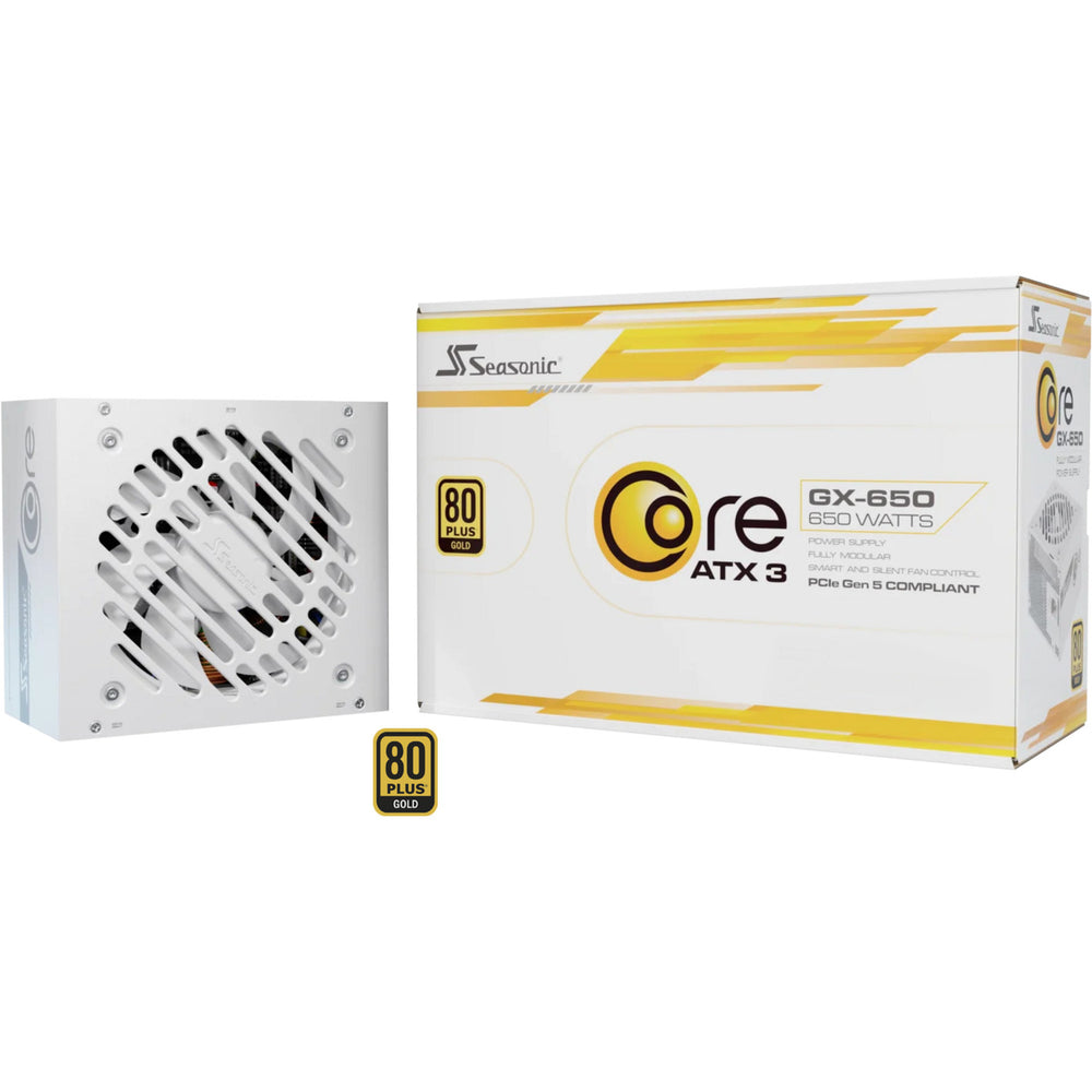 Seasonic core gx-650-v2-white modulaire 650 watt voeding (wit, 1x 12v-2x6, 2x pcie)