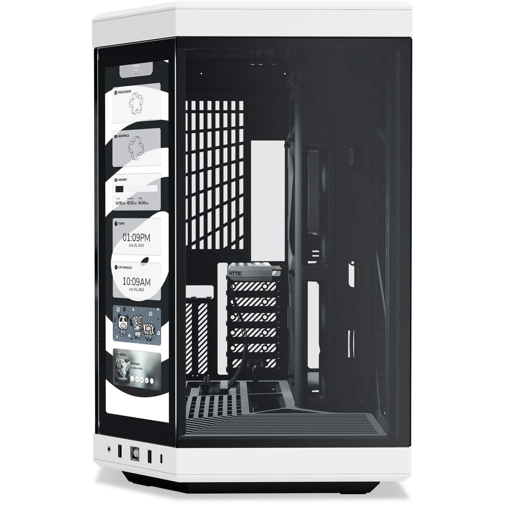 Hyte y70 touch infinite midi tower behuizing (wit zwart | 2x usb-a | 1x usb-c | tempered glass)