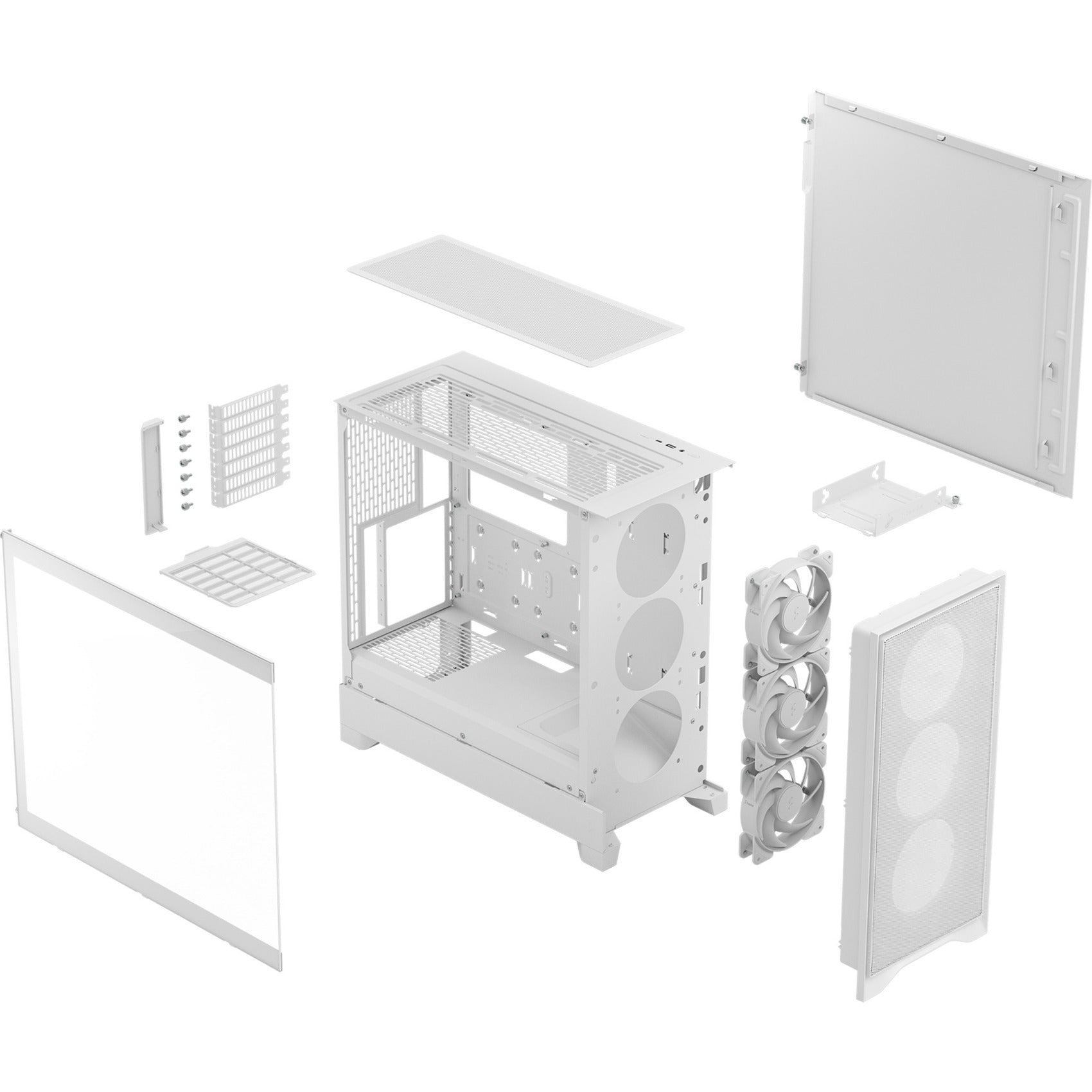 Fractal design pop 2 air rgb midi tower behuizing (wit | 1x usb-a | 1x usb-c | rgb | tempered glass)