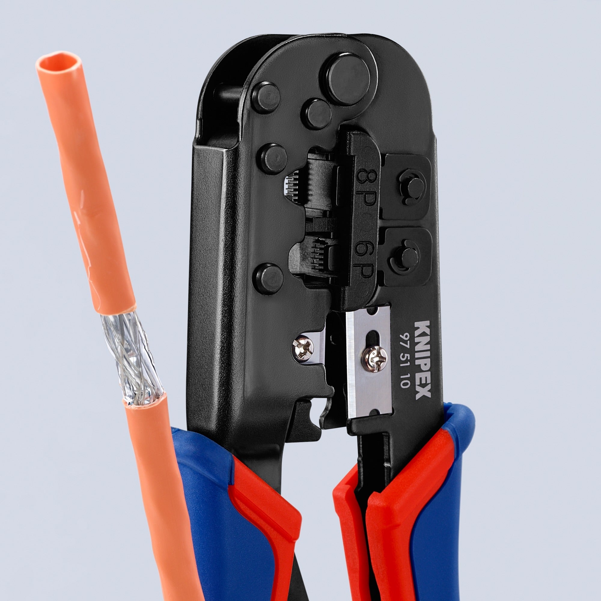 Knipex crimping tool 97 51 10 SB (blue red, RJ-11 12 and RJ-45 plug)