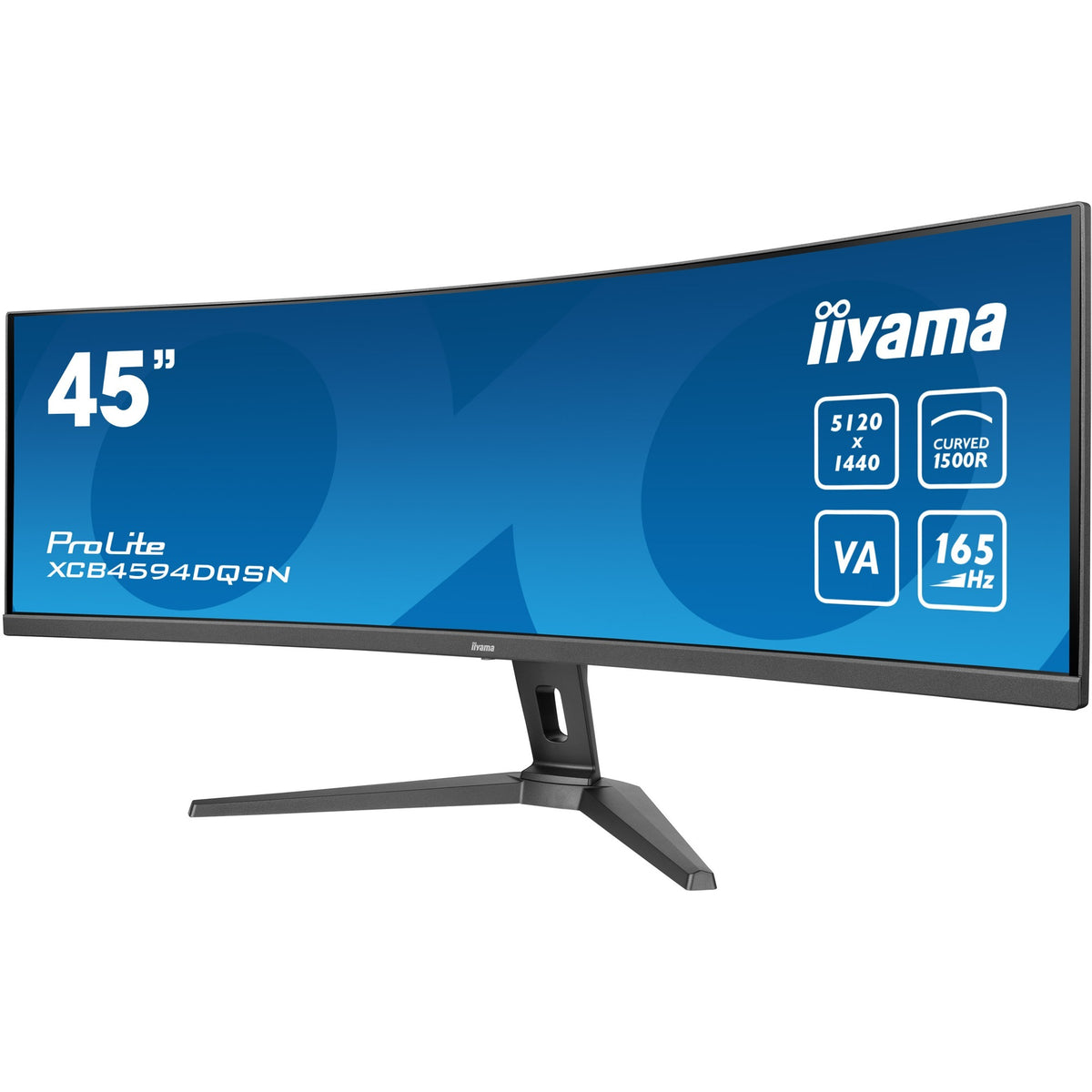 Iiyama prolite xcb4594dqsn-b1 44.5 curved ultrawide monitor (zwart, 1x displayport, 2x hdmi, 1x usb-c, 3x usb-a, 1x rj-45, 165 hz)