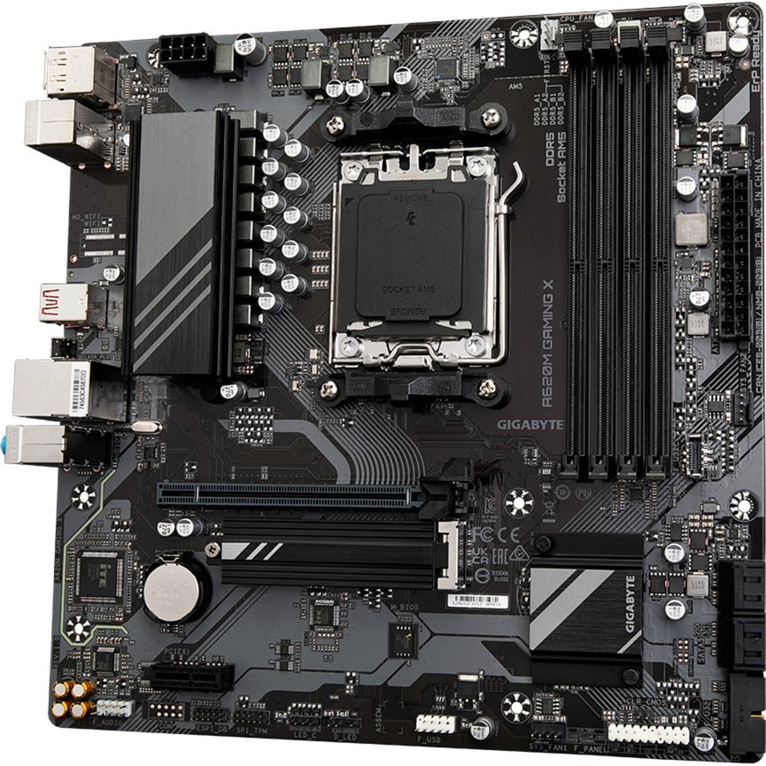 Gigabyte a620m gaming x (rev. 1.0) socket am5 moederbord (zwart grijs, raid, gb-lan, sound, µatx)