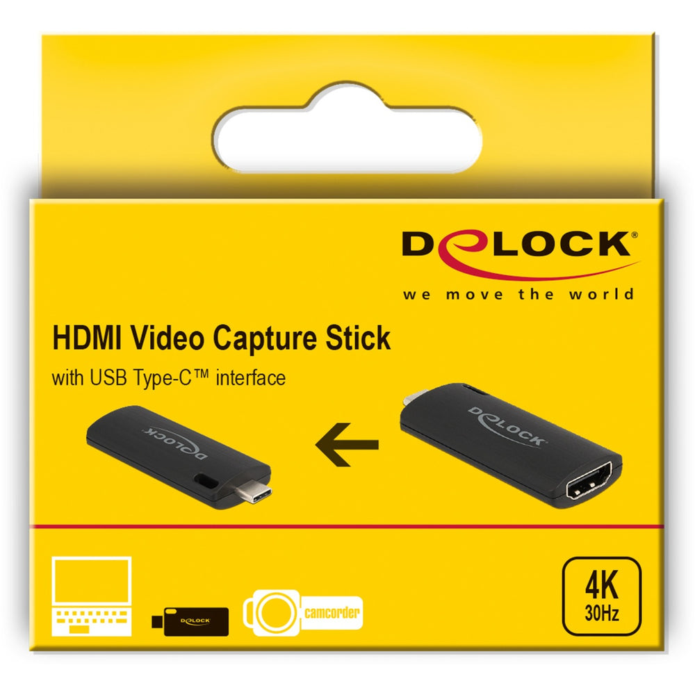 Delock hdmi video capture stick usb-c adapter (zwart)