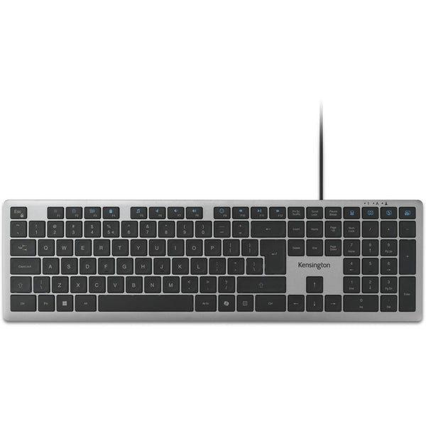 Kensington kb515 eq usb-c usb-a wired keyboard (grijs, us-international lay-out (qwerty), scissor switches, 100%)