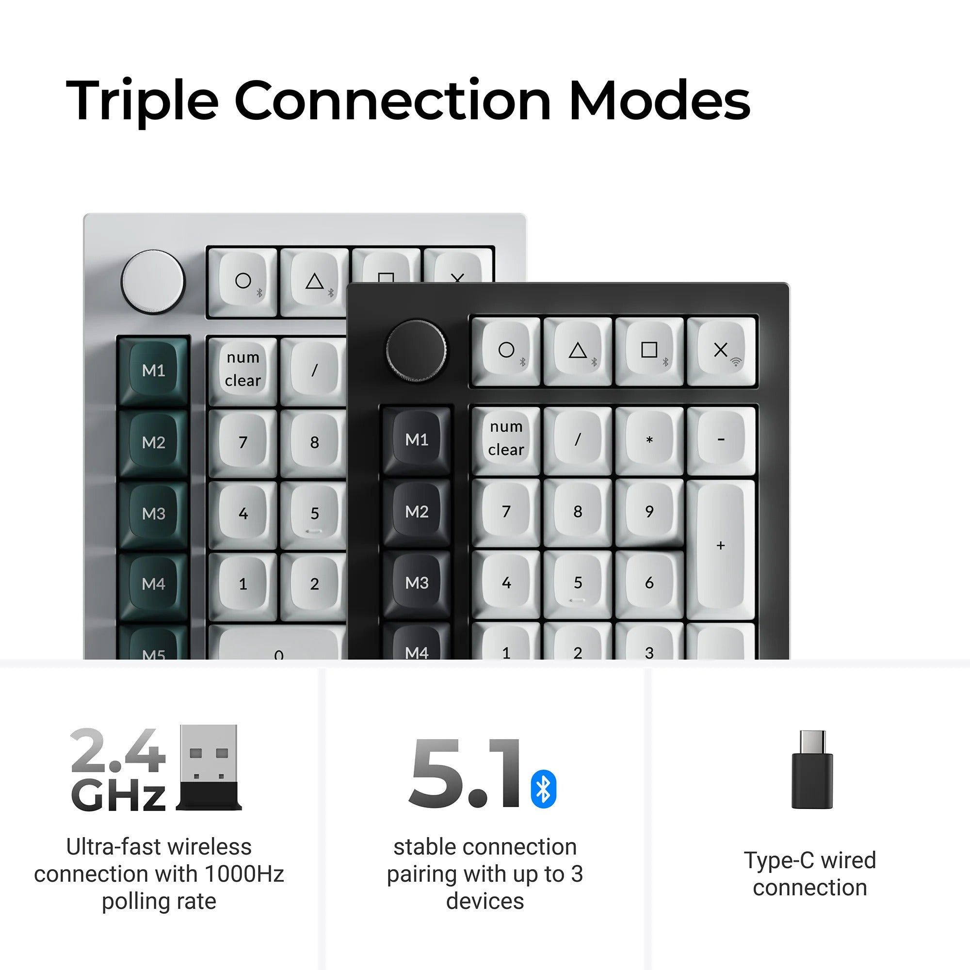 Keychron q0 he qmk wireless custom number pad rgb mechanisch numpad (zwart, us lay-out (qwerty), gateron double-rail magnetic nebula, hot-swap, rgb, double-shot pbt keycaps)