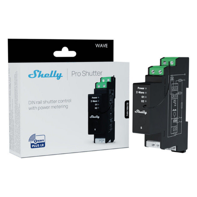 Shelly wave pro shutter lr (eu) relais (zwart, z-wave)