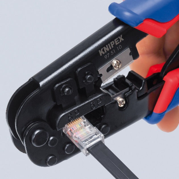 Knipex crimping tool 97 51 10 SB (blue red, RJ-11 12 and RJ-45 plug)