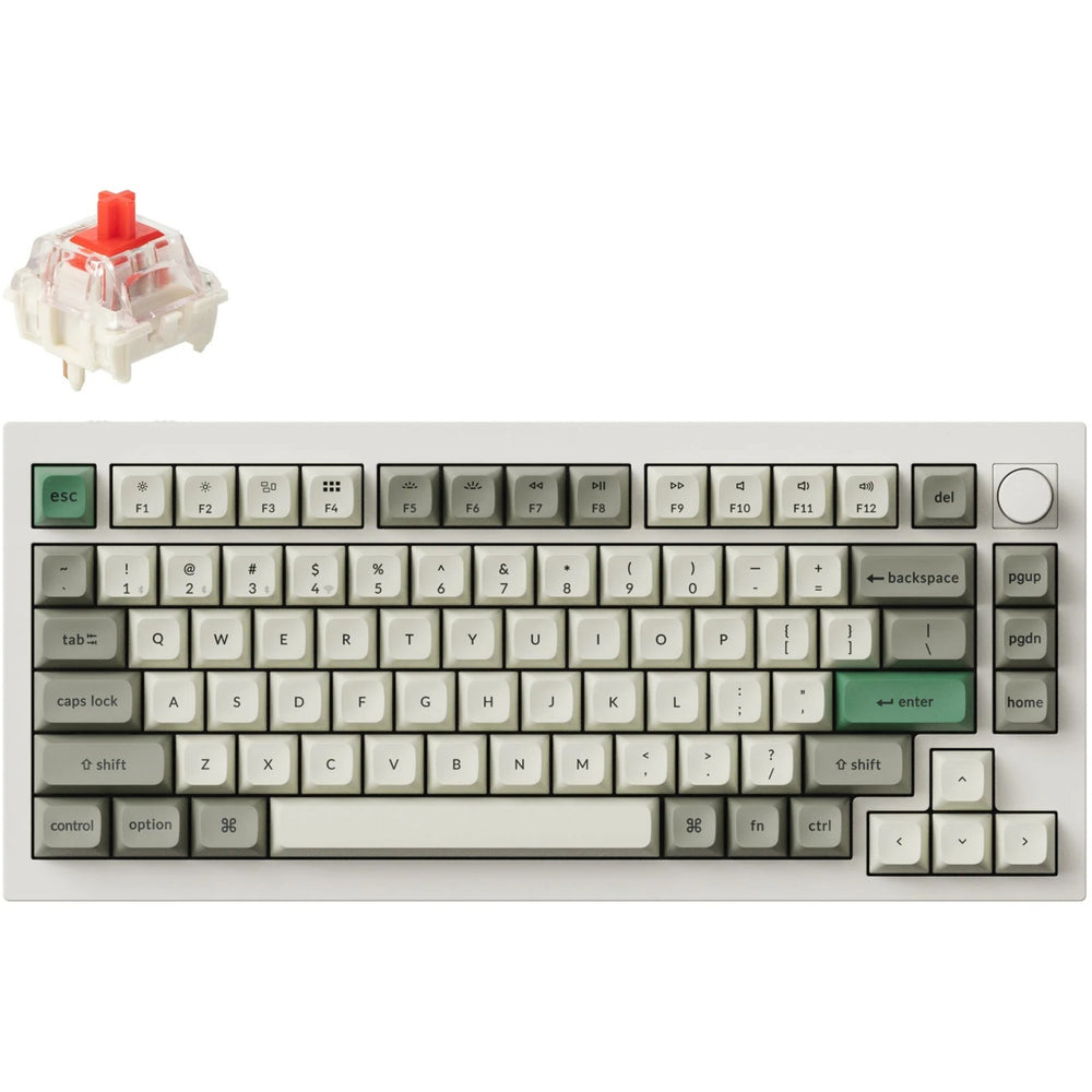 Keychron q1 max-p1 rgb mechanisch toetsenbord (wit, us lay-out (qwerty), gateron jupiter red, 75%, rgb leds, ksa double-shot pbt, hot swap, knob, 2.4ghz | bluetooth 5.1 | usb-c)