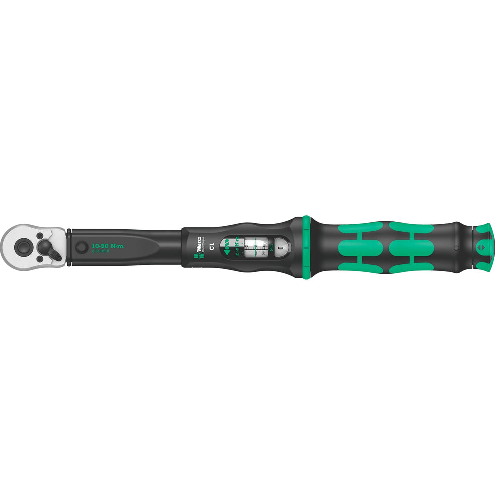 Wera click-torque c 1 draaimomentsleutel met omschakelratel, 10-50 nm (zwart groen, uitvoering 1 2 )