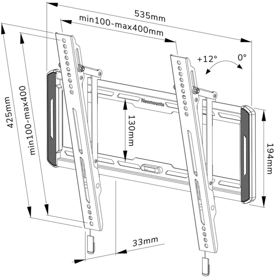Neomounts wl35-550bl14 tv wandsteun wandmontage (zwart)