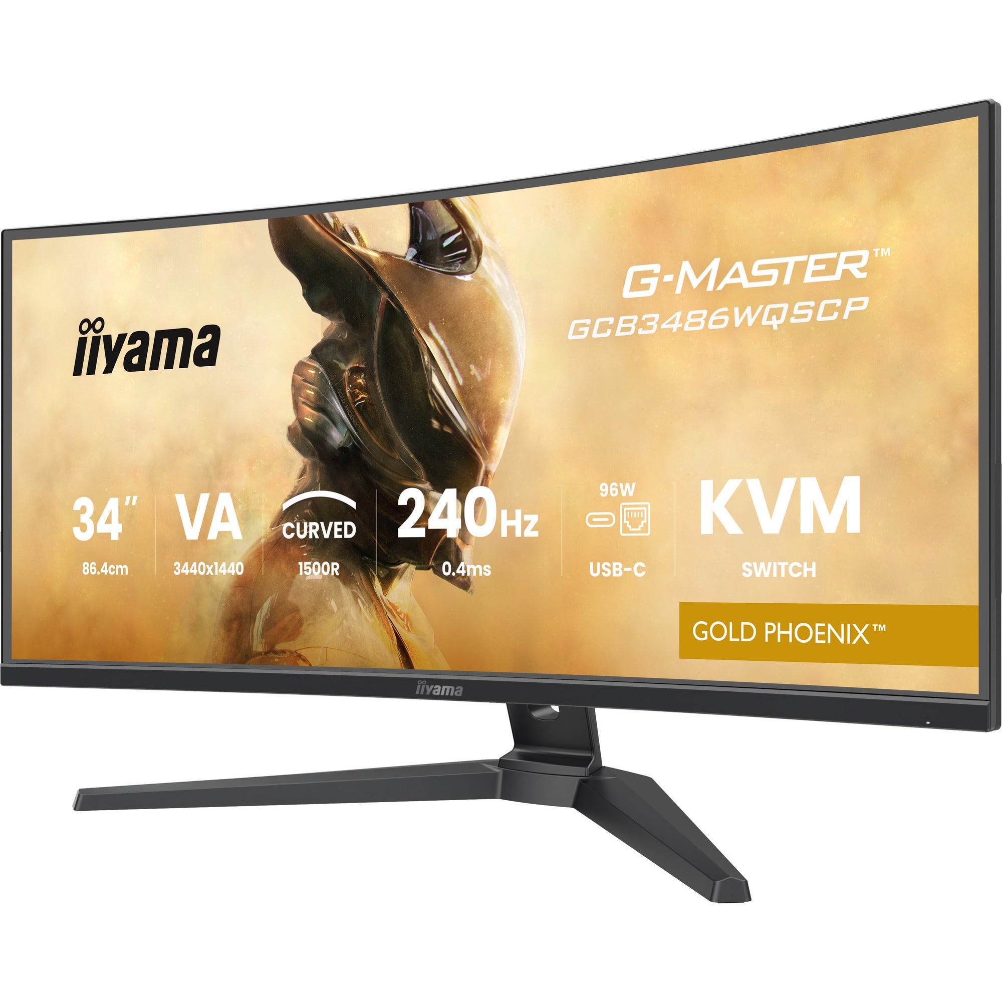 Iiyama g-master gold phoenix gcb3486wqscp-b1 34 curved ultrawide gaming monitor (zwart, 2x hdmi, displayport, 2x usb-a, 2x usb-c, rj-45, 240 hz)