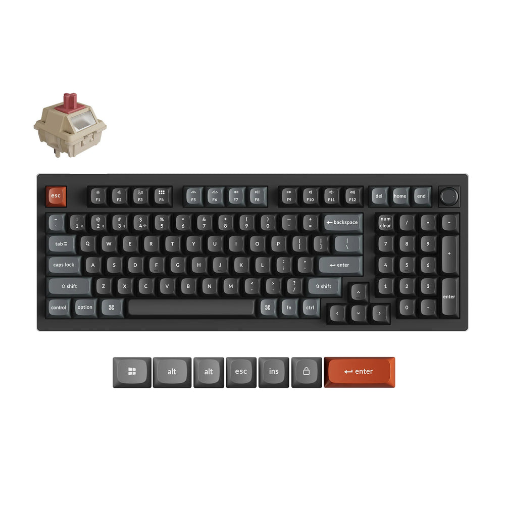 Keychron v5 ultra 8k wireless custom mechanical keyboard (zwart, us lay-out (qwerty), silk pom red, 96%, rgb, hot swap, 2.4 ghz | bluetooth 5.3 | usb-c)