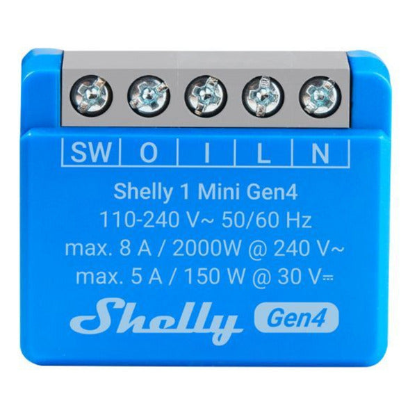 Shelly 1 mini gen4 relais (blauw, bluetooth 4.2, wi-fi)