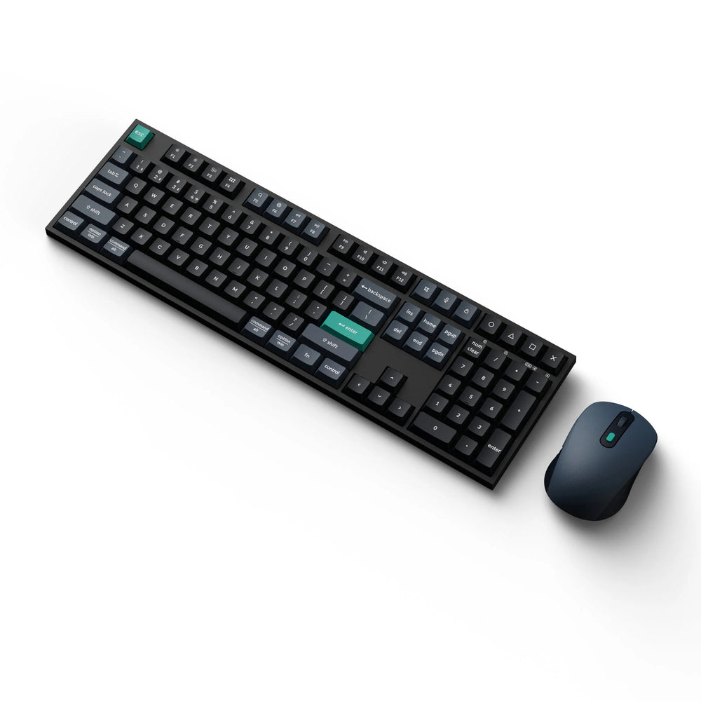 Keychron b36 keyboard and bm25 mouse wireless combo desktopset (zwart, us lay-out (qwerty), scissor switches, 100%, abs, usb-c | 2.4 ghz | bluetooth, 400-2400 dpi)
