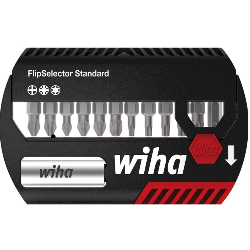 Wiha bitset flipselector standard 25 mm phillips, pozidriv, torx® 15-delig 1 4 c6,3 met riemclip in blister - 39060 - 39060a
