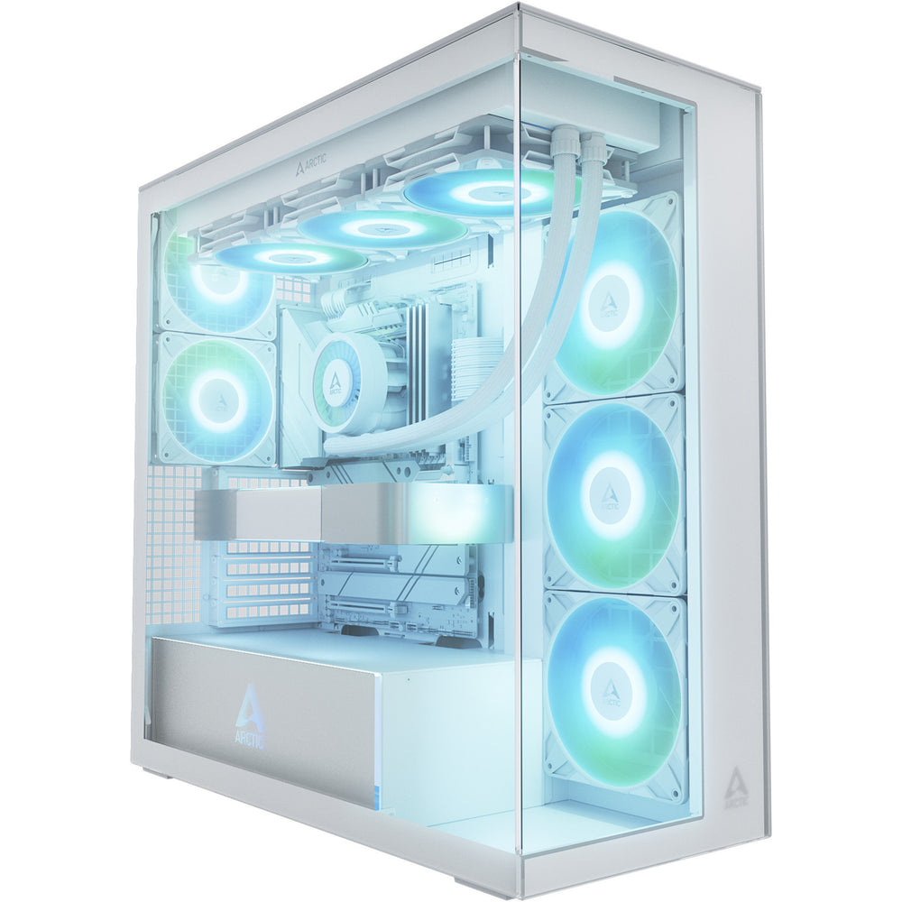 Arctic xtender vg midi tower behuizing (wit | 2x usb-a | 1x usb-c | rgb | tempered glass)