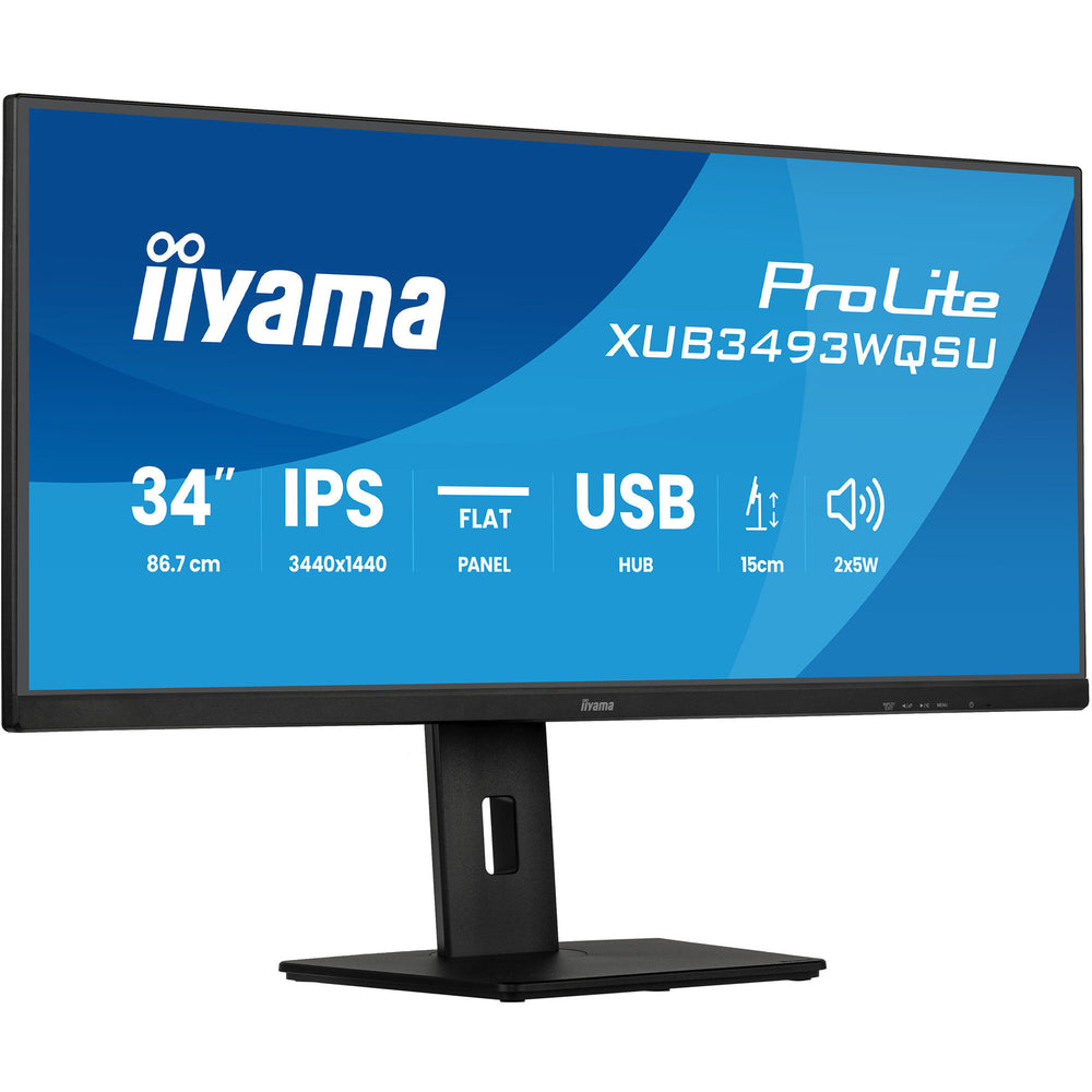Iiyama prolite xub3493wqsu-b6 34 ultrawide monitor (zwart (mat), 2x hdmi, displayport, 2x usb-a, usb-b, 2x usb-c)
