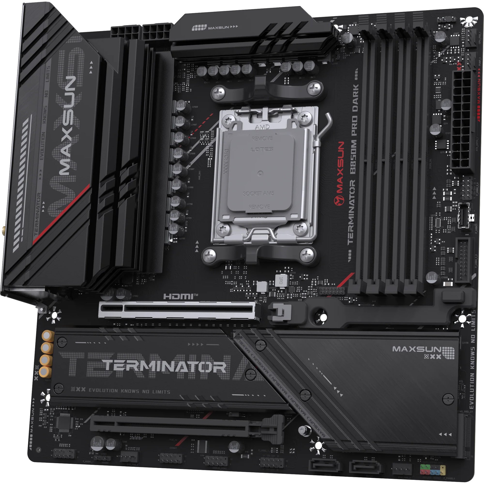 Maxsun ms-terminator b850m pro dark wifi socket am5 moederbord (zwart, raid, 2.5 gb-lan, wlan, bt, sound, µatx)