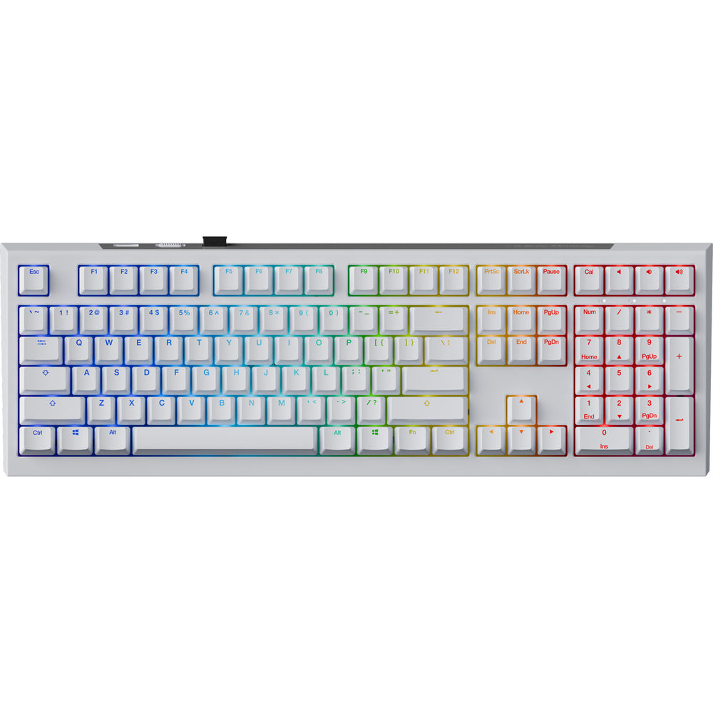 Ducky one x wireless rgb mechanisch toetsenbord (wit, us lay-out (qwerty), inductive, 100%, hot-swappable, pbt, 2.4 ghz | bluetooth | usb-c)