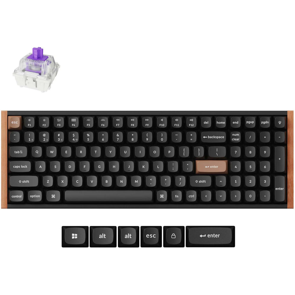 Keychron k4 he-f1 special edition mechanisch toetsenbord (zwart, us lay-out (qwerty), gateron double-rail magnetic nebula, 96%, osa double-shot keycaps, hot swap, bluetooth | usb-c | 2.4 ghz)