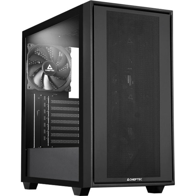 Chieftec night hunter midi tower behuizing (zwart | 2x usb-a | 1x usb-c | tempered glass)