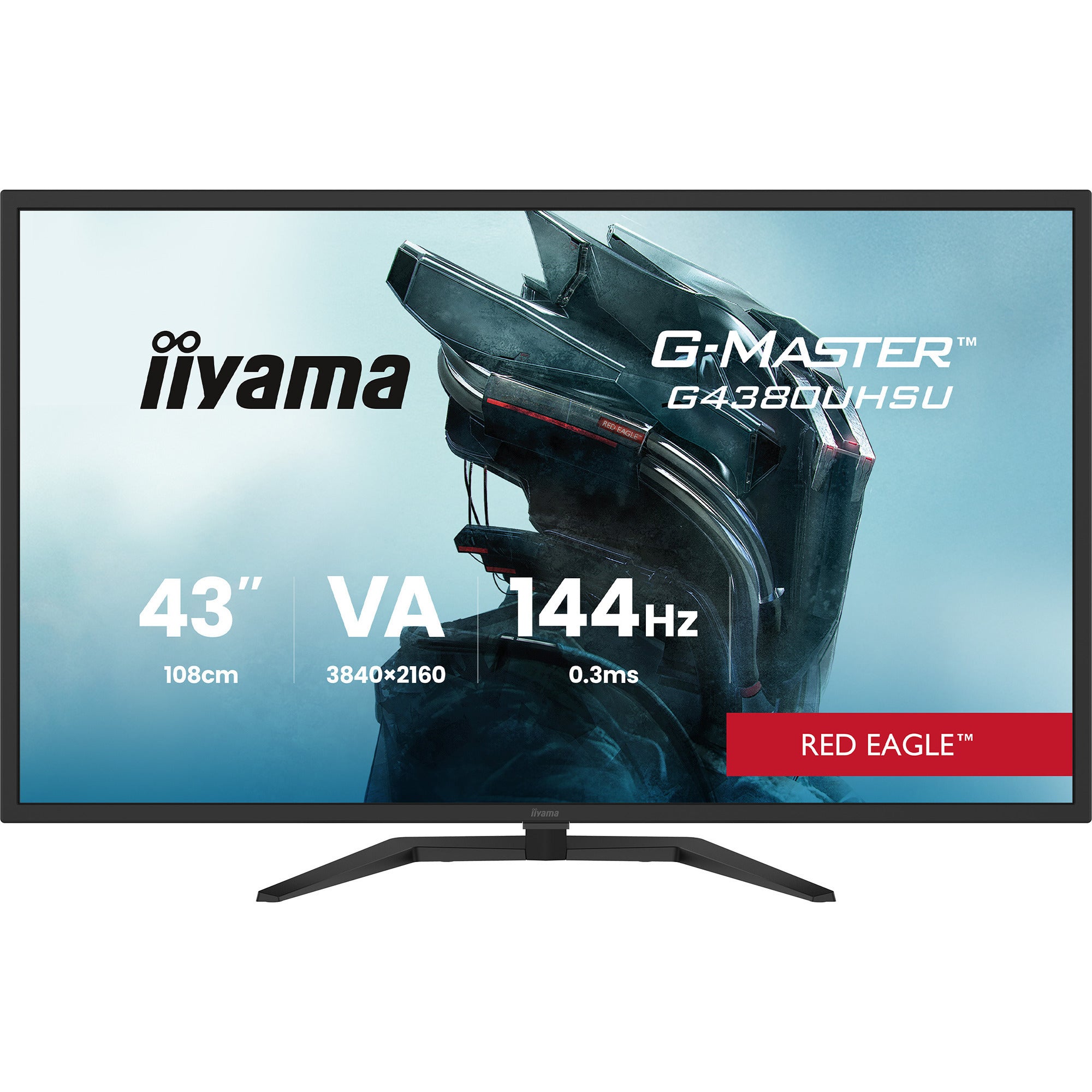 Iiyama g-master red eagle g4380uhsu-b2 42.5 4k uhd gaming monitor (zwart, 2x hdmi, 2x displayport, 4x usb-a, usb-b, 144 hz)