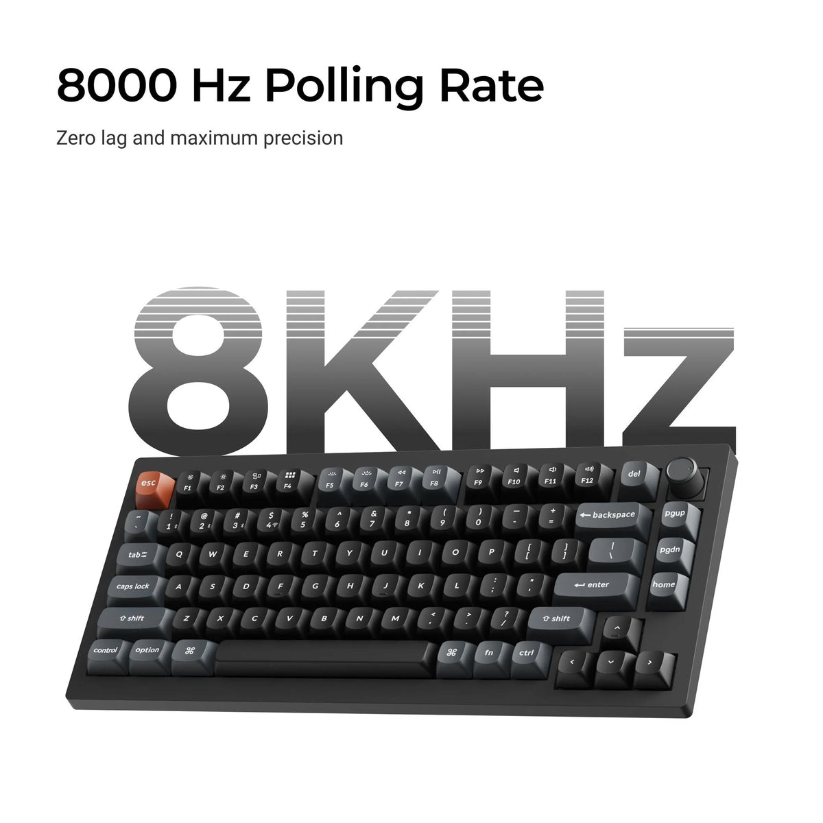 Keychron v1 ultra 8k wireless custom mechanical keyboard (zwart, us lay-out (qwerty), silk pom red, 75%, rgb, hot swap, 2.4 ghz | bluetooth 5.3 | usb-c)