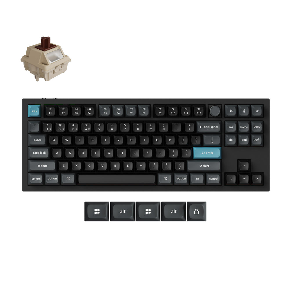 Keychron q3 ultra-m3 8k wireless custom mechanical keyboard (zwart, us lay-out (qwerty), silk pom brown, 80% (tkl), rgb, hot swap, 8k, 2.4 ghz | bluetooth 5.2 | usb-c)