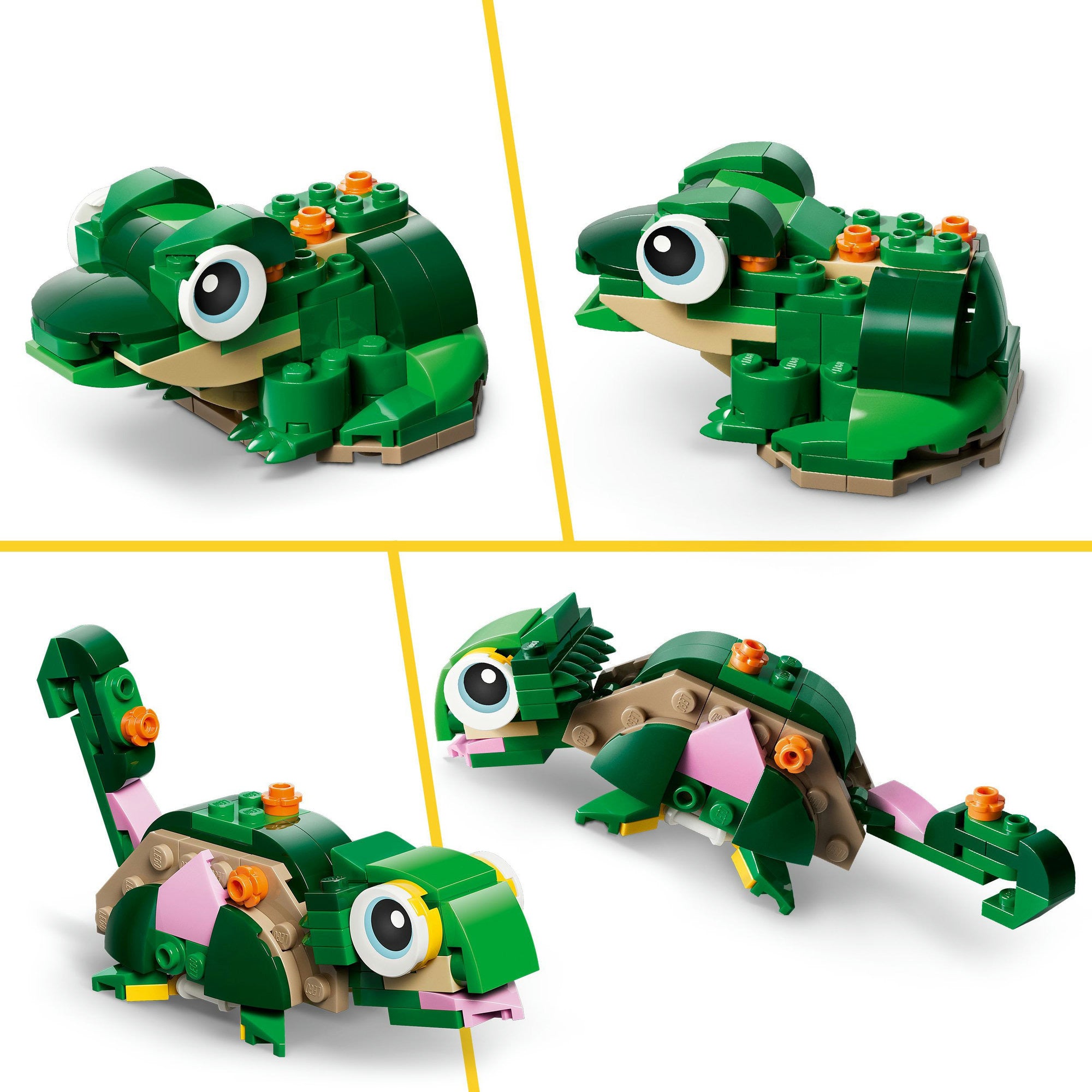 Lego ® creator 3in1 schildpad met waterlelie - speelgoedmodel - bouw om tot kameleon of kikker - 31377