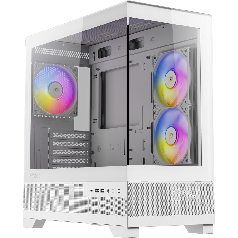 Antec cx500m argb mini tower behuizing (wit | 2x usb-a | 1x usb-c | tempered glass)