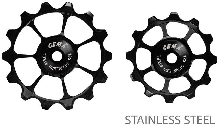 Cema derailleurwieltjes RVS shimano 12v zwart