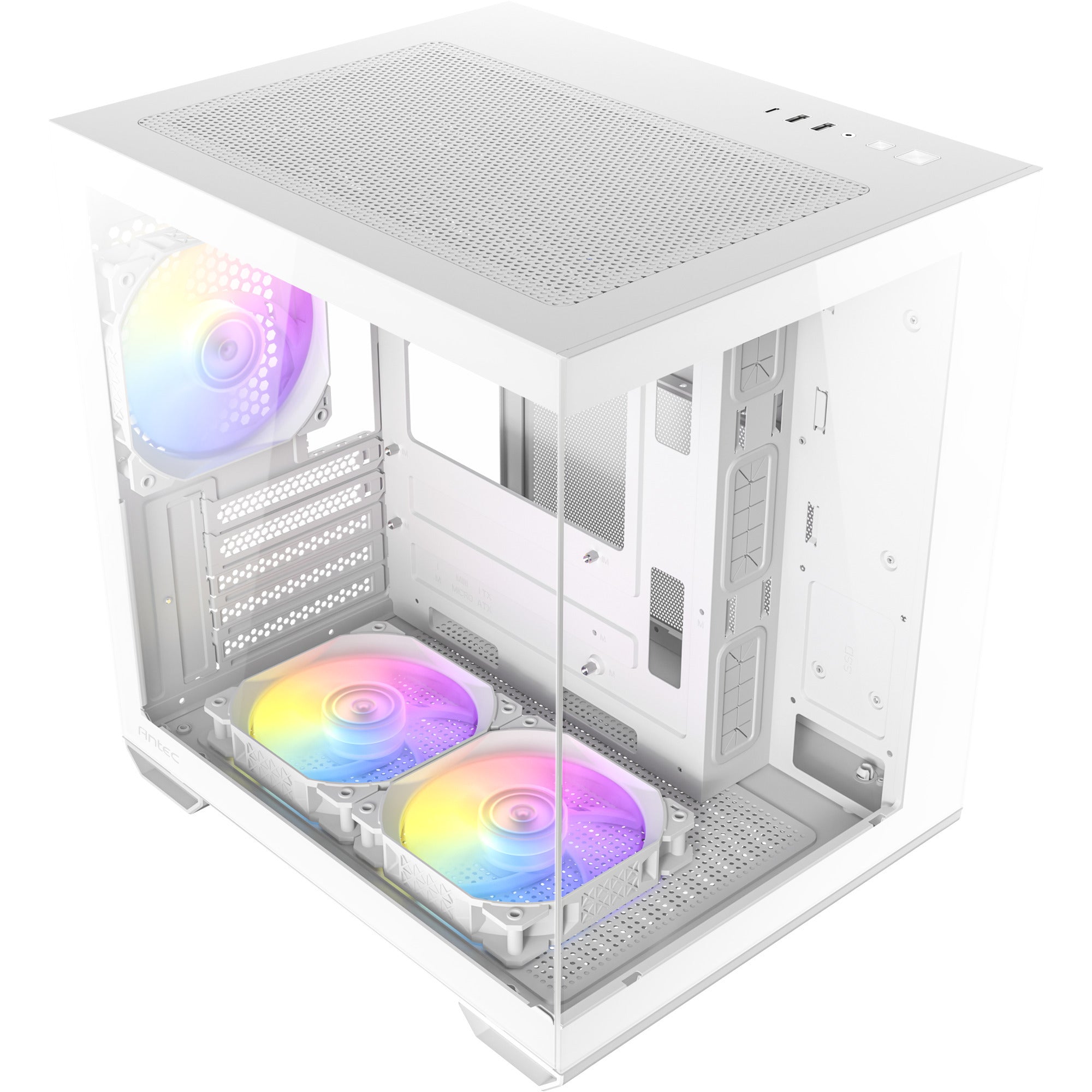 Antec cx60m argb mini tower behuizing (wit | 3x usb-a | rgb | tempered glass)