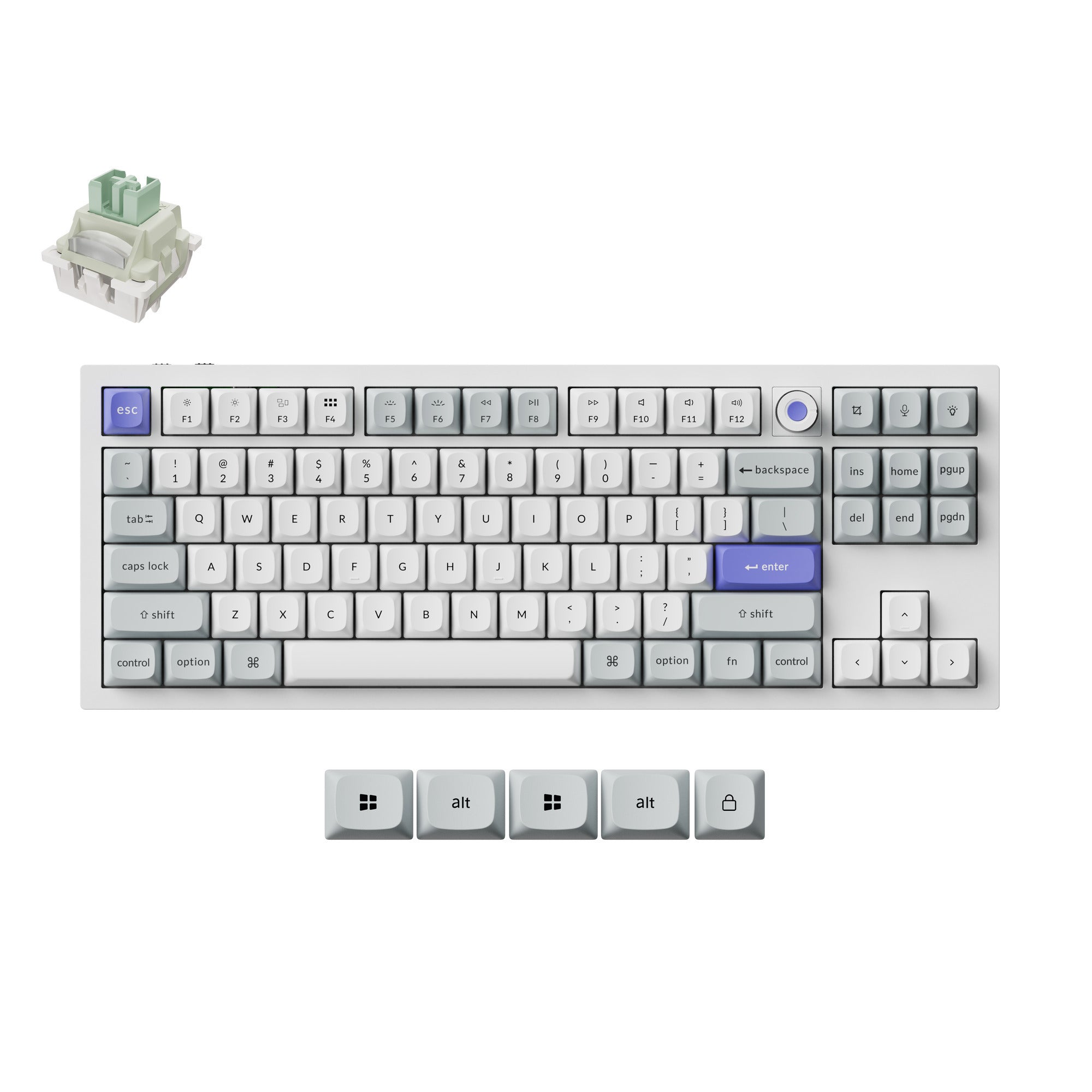 Keychron q3 he 8k magnetic switch keyboard (wit, us lay-out (qwerty), ultra-fast lime, 80% (tkl) , rgb, hot swap, 8k)