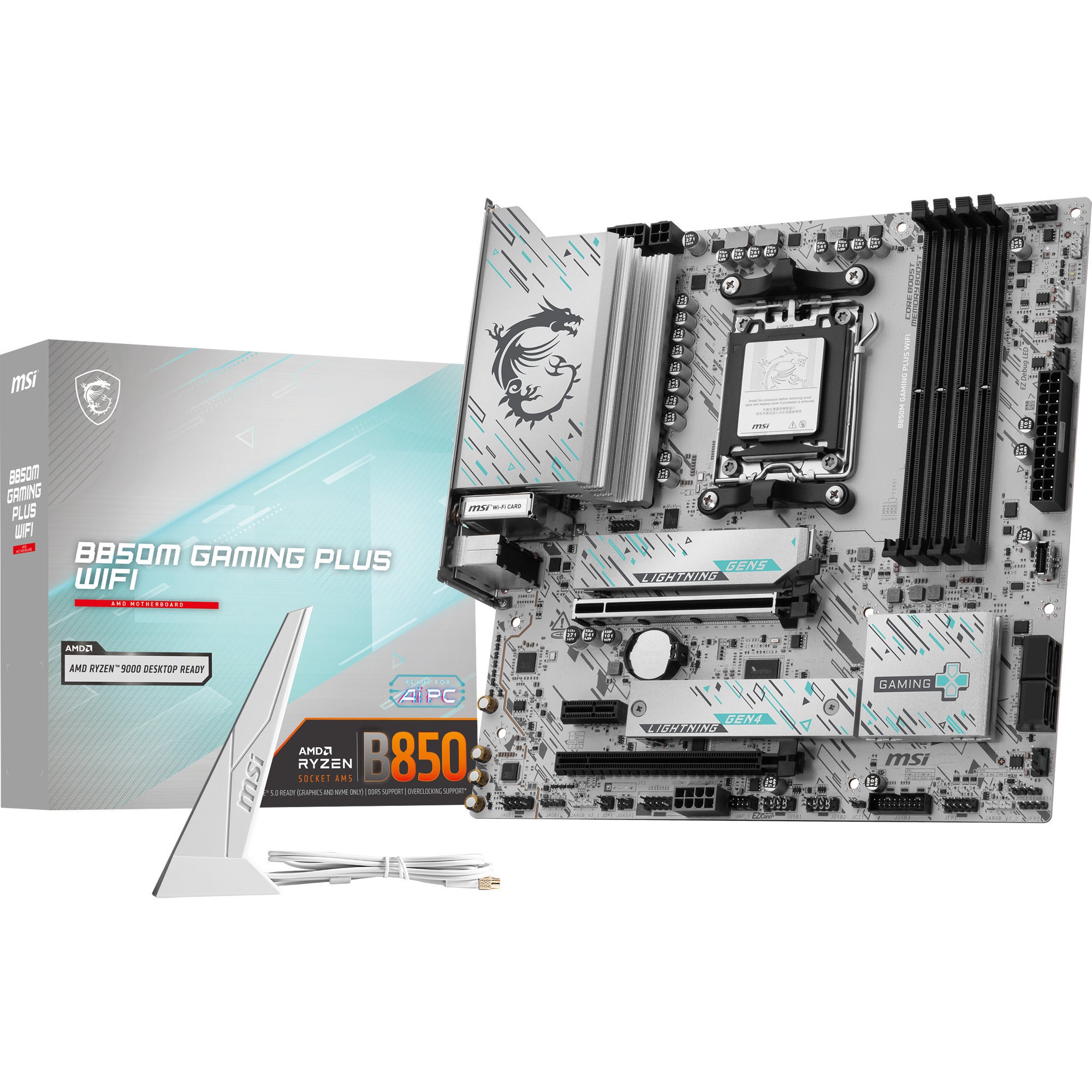 Msi b850m gaming plus wifi socket am5 moederbord (raid, 5gb-lan, wi-fi 7, bt, sound, matx)