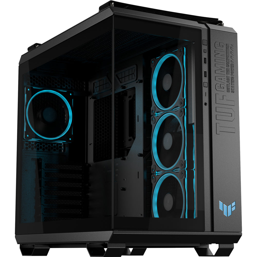 Asus tuf gaming gt502 horizon argb midi tower behuizing (zwart | 3x usb-a | 1x usb-c | tempered glass)