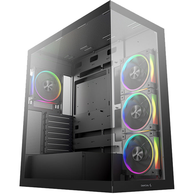 Deepcool cg580 4f v2 midi tower behuizing (zwart | 2x usb-a | 1x usb-c | rgb | tempered glass)