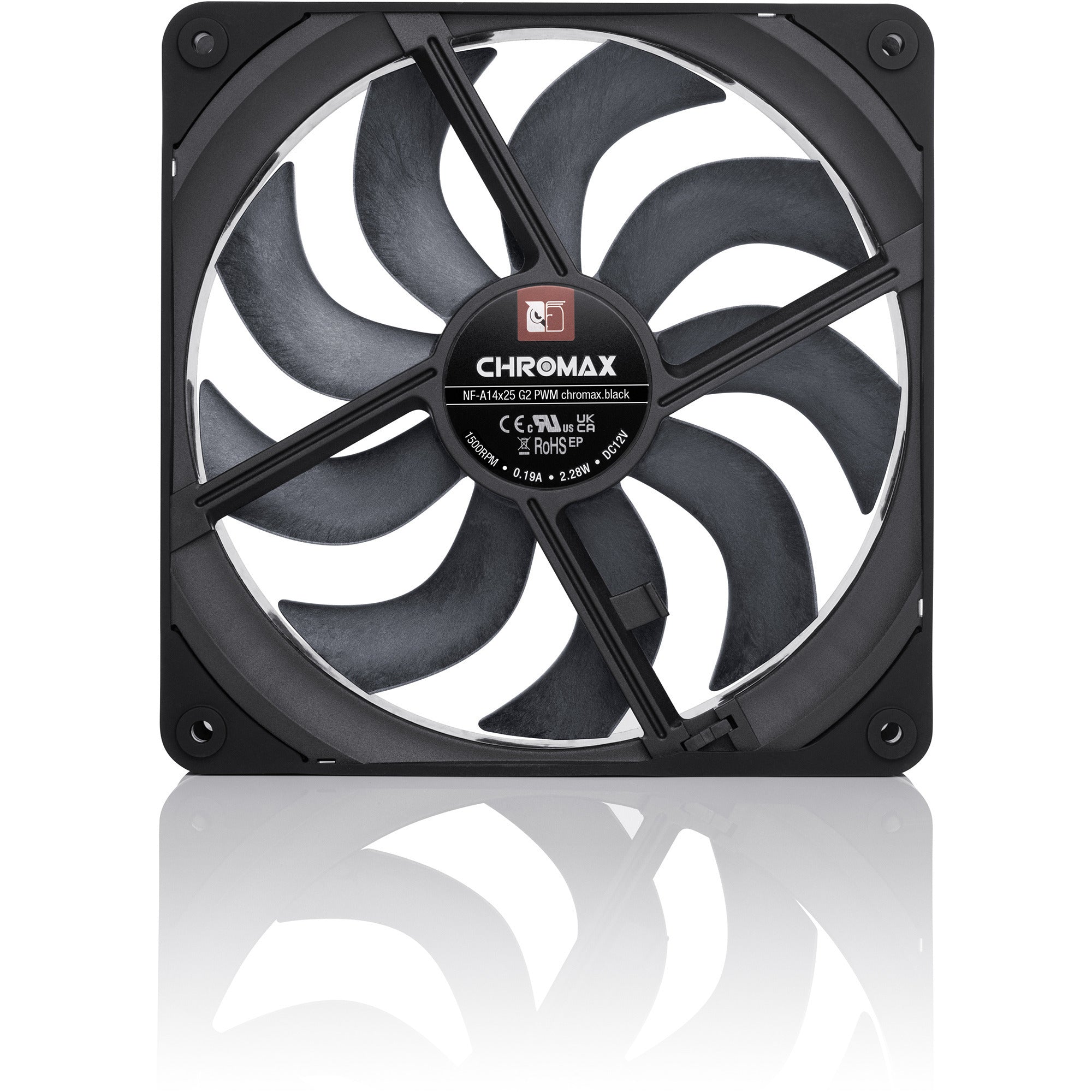 Noctua nf-a14x25 g2 pwm chromax.black case fan (zwart, 140 x 140 x 25 mm)