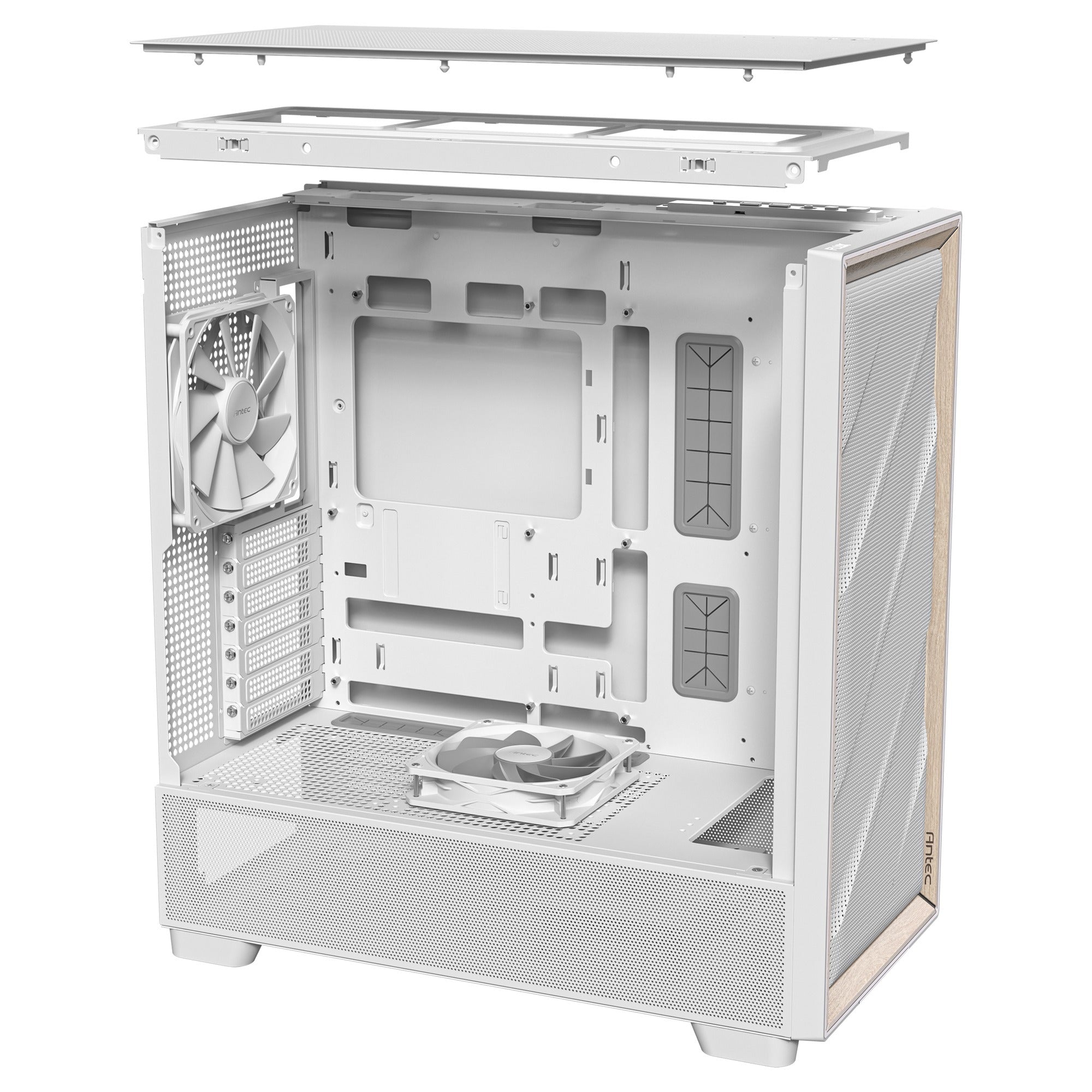Antec flux midi tower behuizing (wit | 2x usb-a | 1x usb-c | tempered glass)