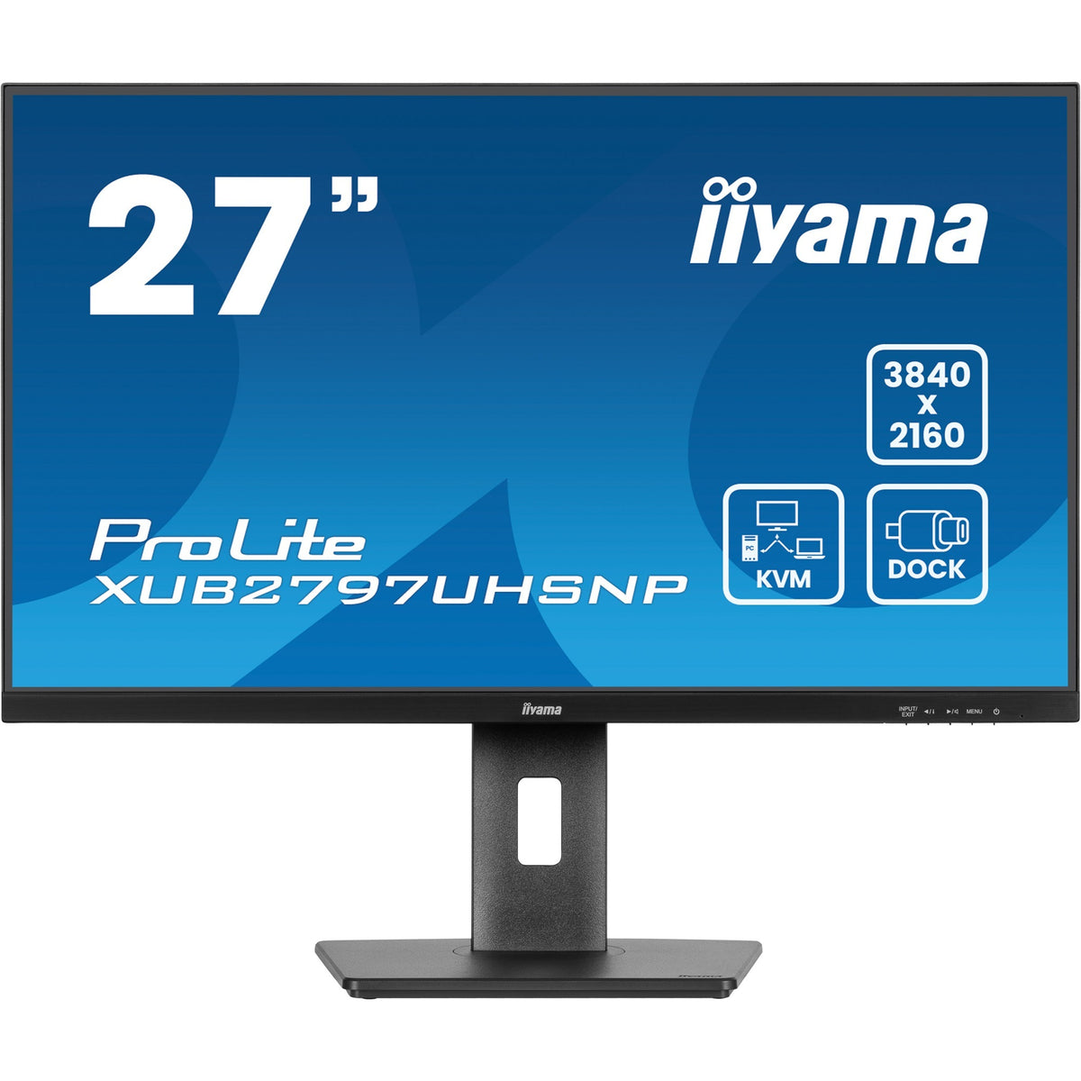 Iiyama prolite xub2797uhsnp-b1 27 4k ultra hd monitor (zwart, 1x displayport, 1x hdmi, 2x usb-c, 3x usb-a, 1x rj-45)