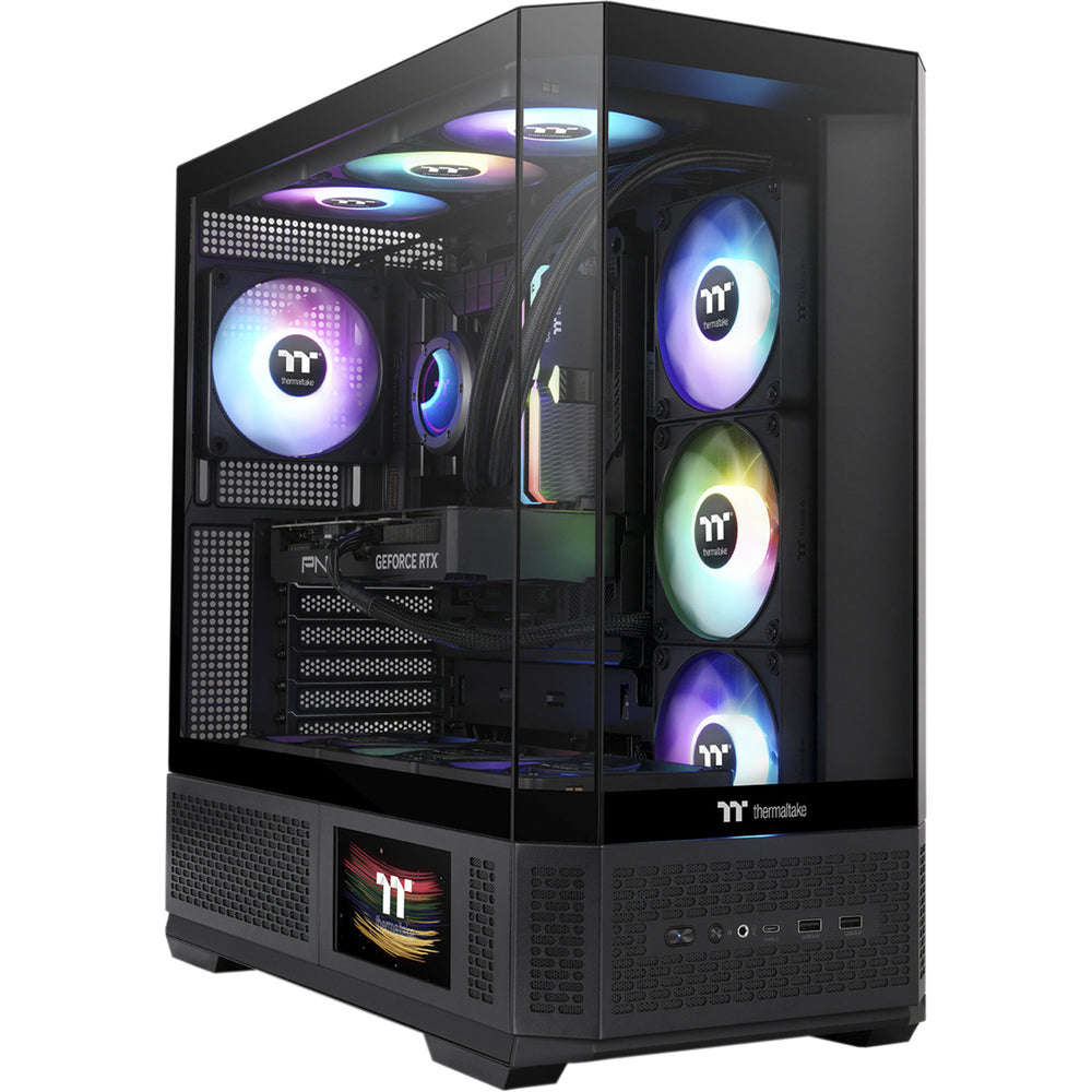 Thermaltake view 370 tg argb midi tower behuizing (zwart | 2x usb-a | 1x usb-c | rgb | tempered glass)