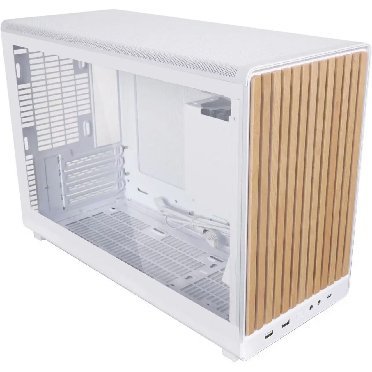 Lian li a3-matx white (wood edition) midi tower behuizing (wit houtkleur | 2x usb-a | 1x usb-c | tempered glass)