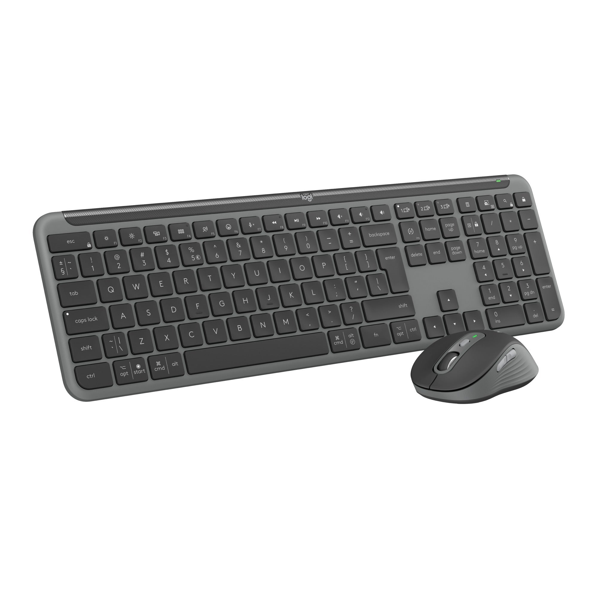 Logitech mk950 signature slim draadloze desktopset (grafiet, us-international lay-out (qwerty), 400 - 4000 dpi)