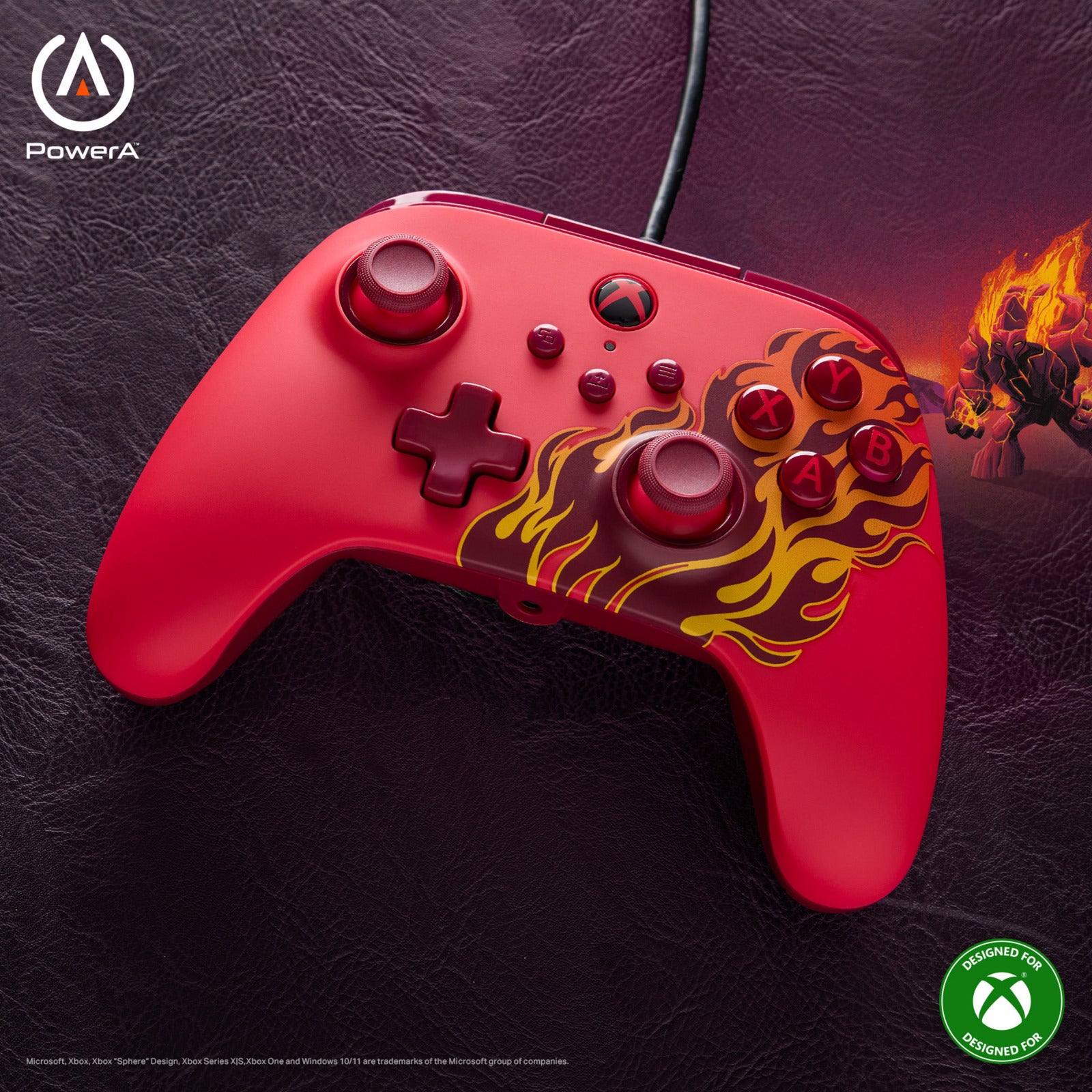 Powera advantage controller met kabel voor de xbox series x|s - rood vuur (rood, xbox series x|s, xbox one, pc)