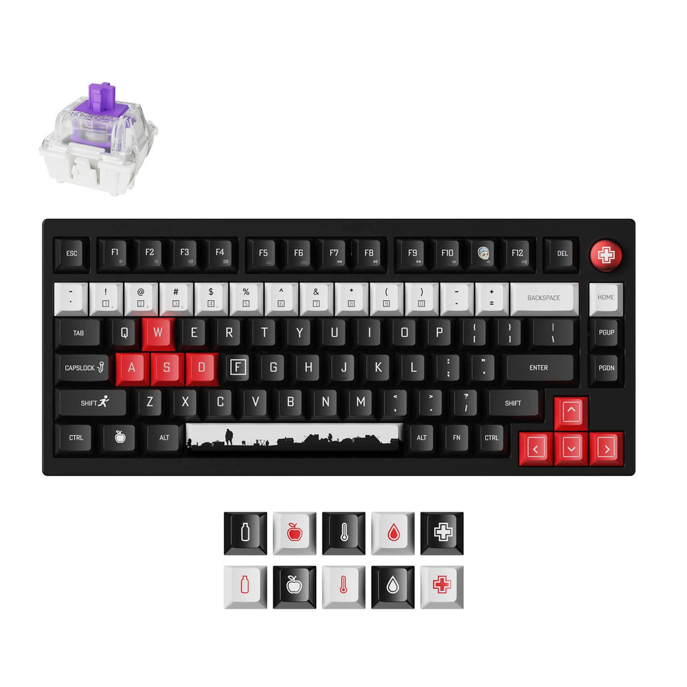 Keychron dayz special edition wireless magnetic switch custom keyboard (zwart, us lay-out (qwerty), gateron double-rail magnetic nebula, 80% (tkl), rgb leds, dye-sub pbt, hot swap, knob, 2.4ghz | bluetooth 5.2 | usb-c)