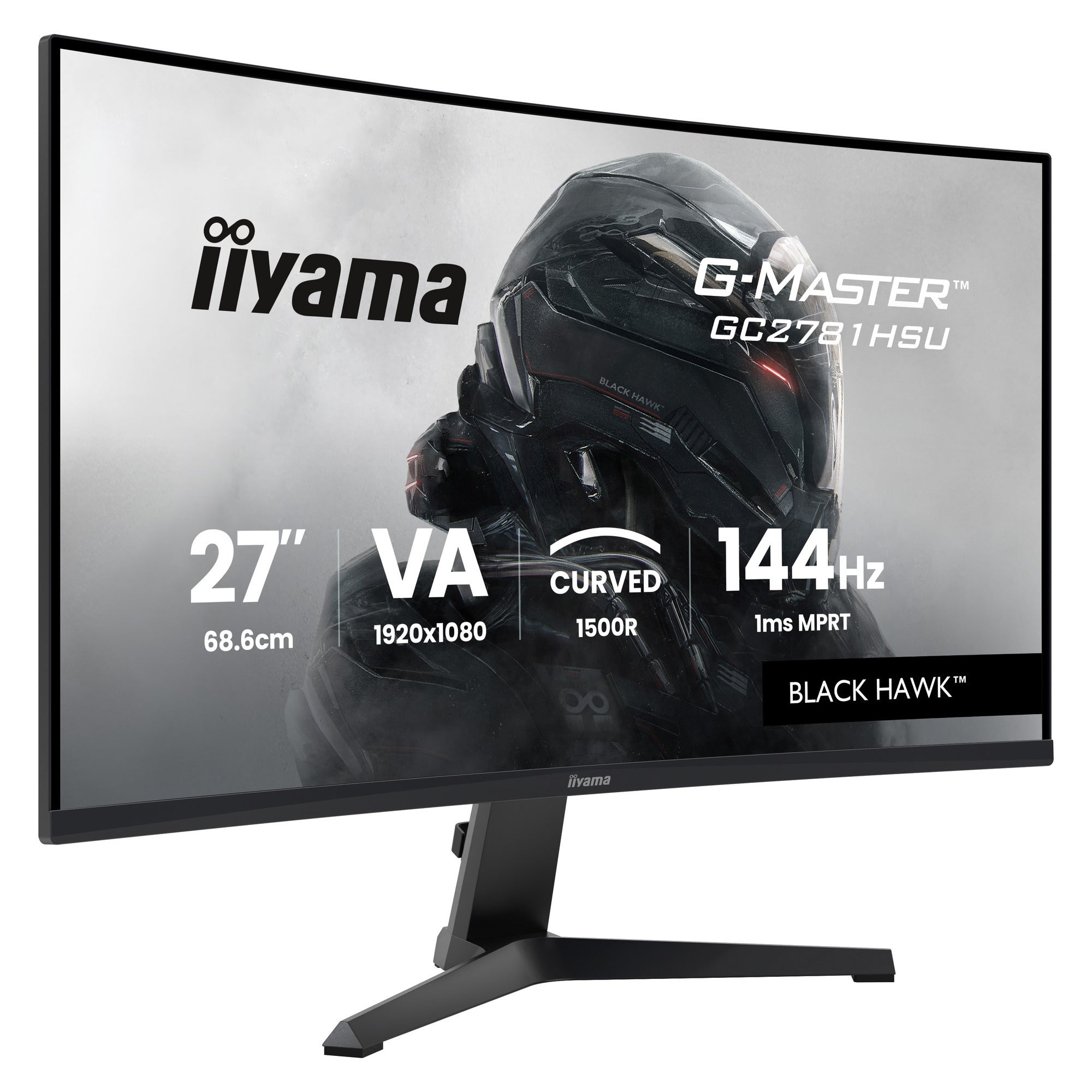 Iiyama g-master black hawk g2471hs-b1 27 curved gaming monitor (zwart, hdmi, displayport, 2x usb, 144 hz)