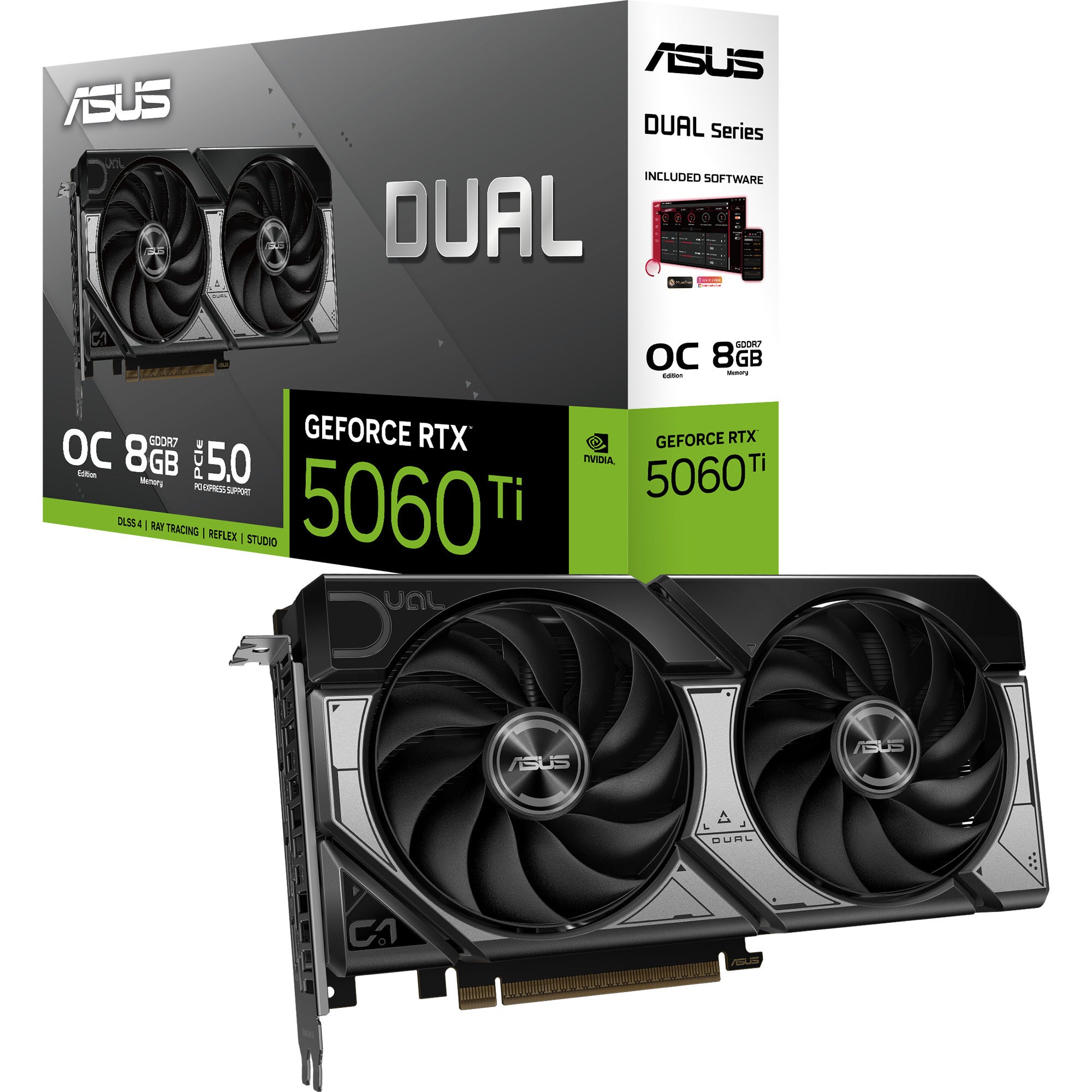Asus dual geforce rtx 5060 ti oc 8g grafische kaart (zwart, 3x displayport, 1x hdmi)