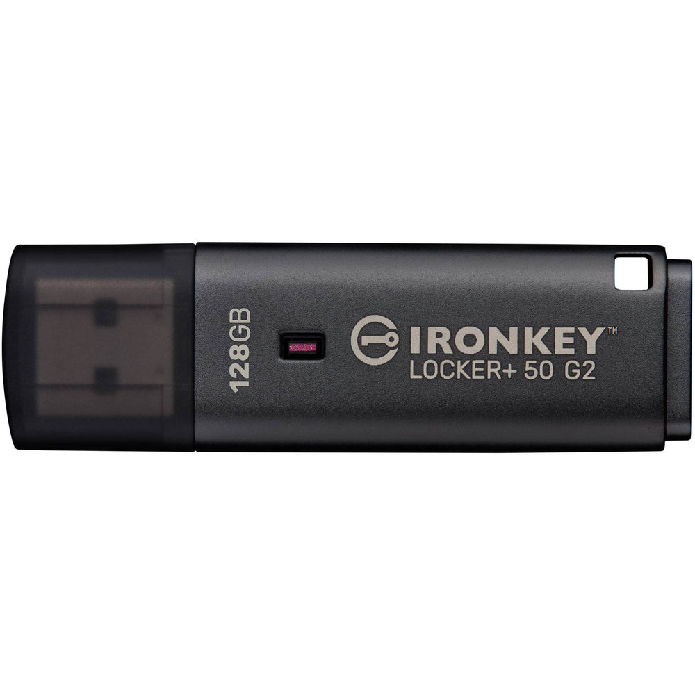 Kingston ironkey locker+ 50 g2 usb flash drive 128 gb usb-stick (antraciet, usb-a 3.2 gen 1)