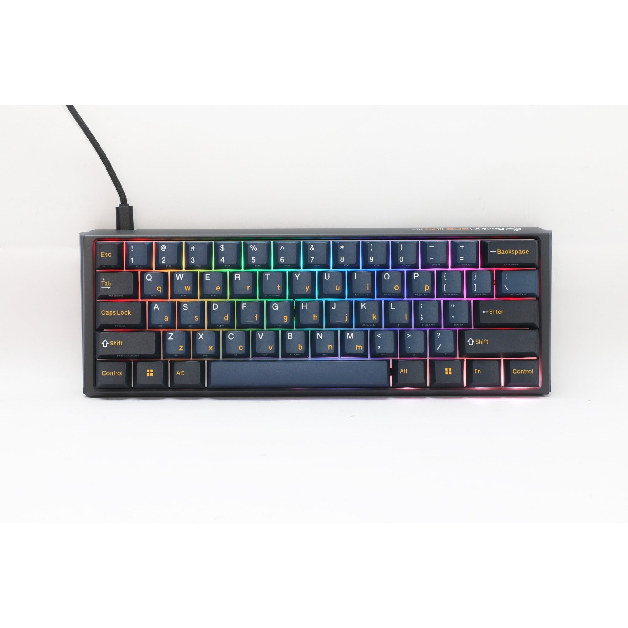 Ducky one 3 pro mini, gaming toetsenbord (zwart, us lay-out, cherry mx2a brown, rgb led, double-shot pbt, quack mechanics, 60%, hot swap)