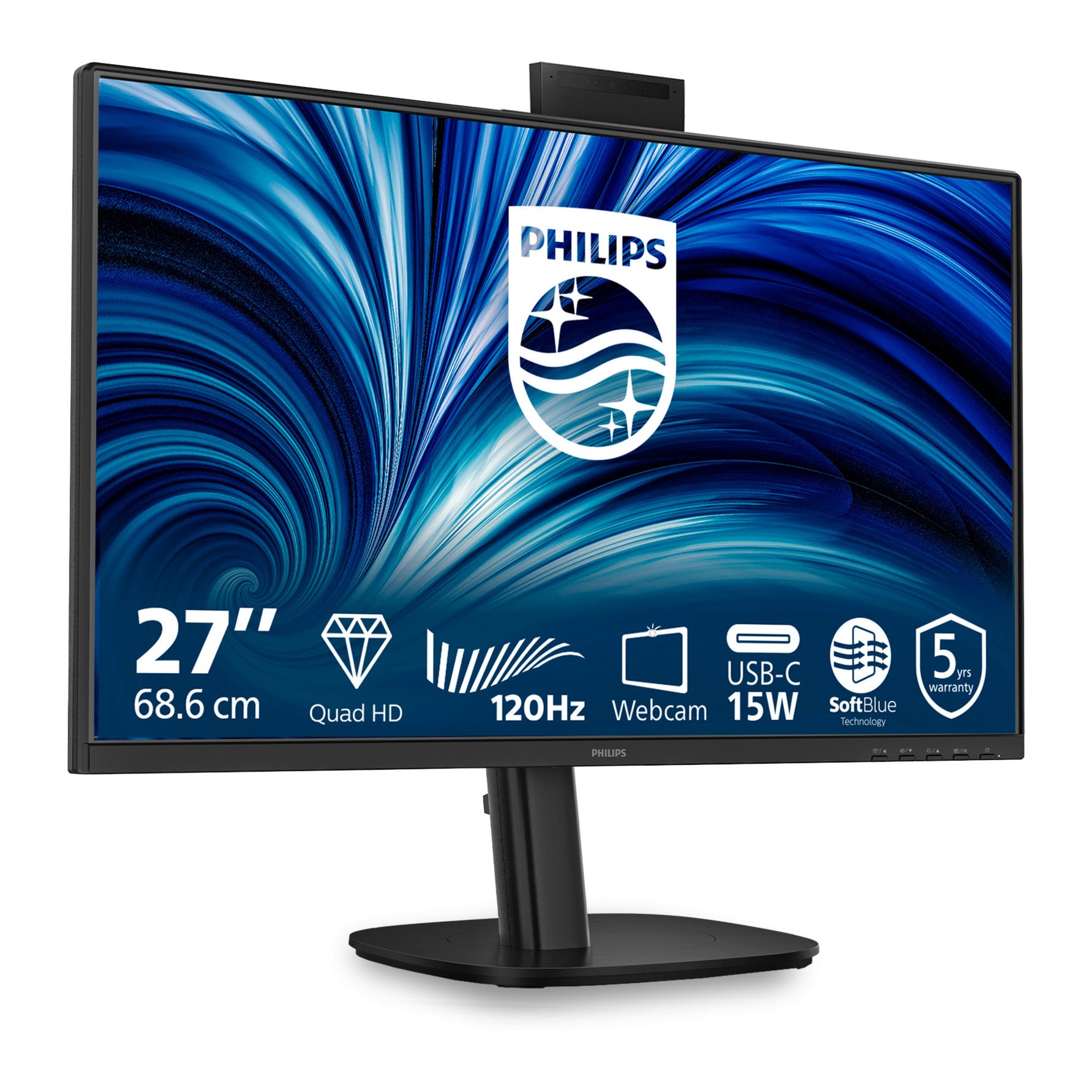 Philips 27b2n3500jh 00 27 monitor (zwart, hdmi, displayport, usb-c, webcam, 120 hz)